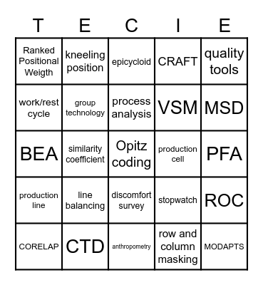 TECIE Bingo Card