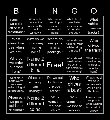 In the Community Bingo Card