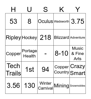Husky Bingo Card