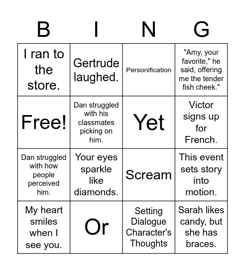 ELA BINGO Card
