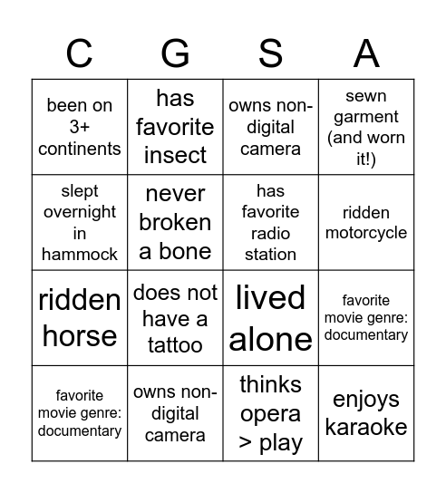 Welcome Back 2020-21 COM Grads! Bingo Card