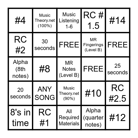 Beginner Bingo #2 Bingo Card