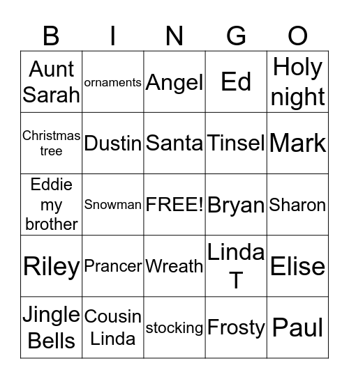 CHRISTMAS BINGO Card