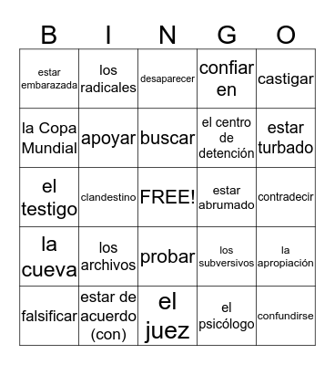 Cautiva Bingo Card