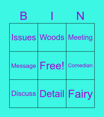 Vocabulary of the week 6th A Bingo Card