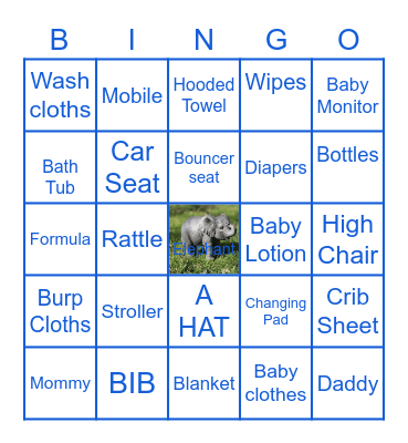 Elephant Bingo Card