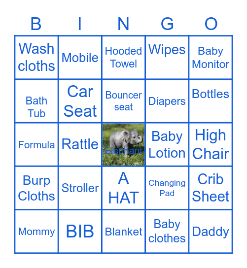 Elephant Bingo Card