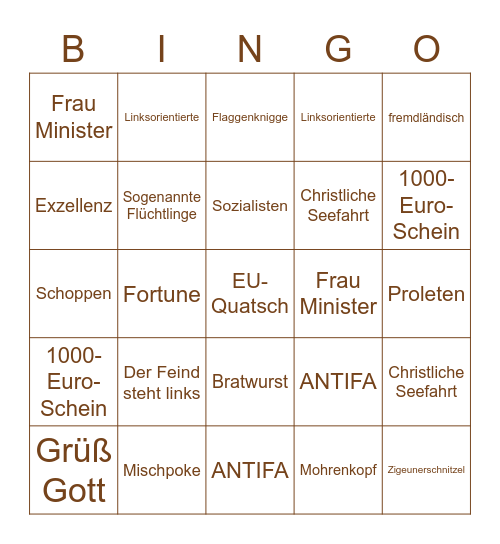 Wildo-Bingo Card