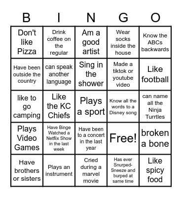 Collins Advisory Bingo Card