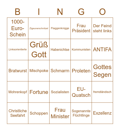 Wildo-Bingo Card
