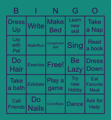 Self Care Bingo Card