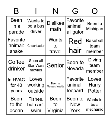 Human Bingo Card