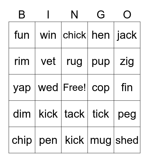 1.3 Wilson Bingo Card