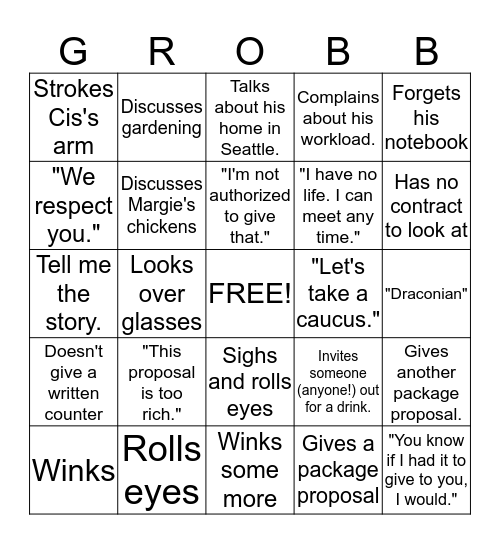 Bargaining Bingo! Bingo Card