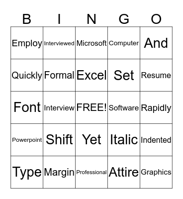 Business/Technology Bingo Card
