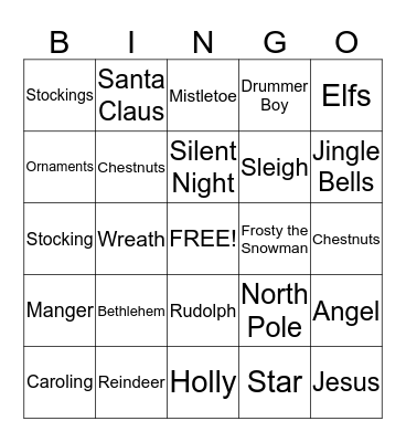 Holiday Bingo Card