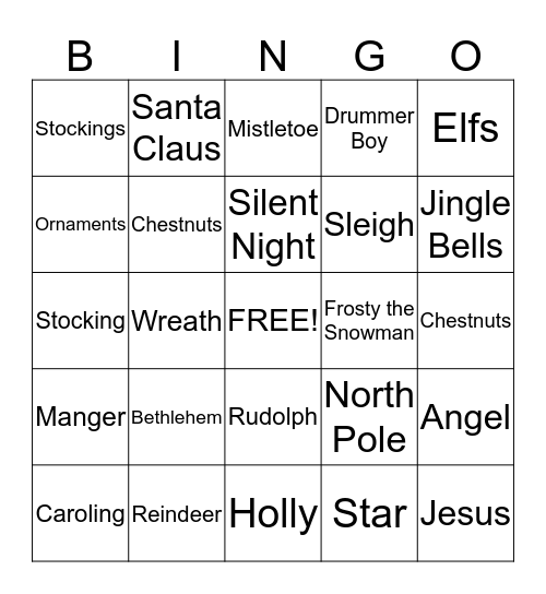 Holiday Bingo Card