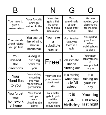 Feeling Triggers Bingo Card