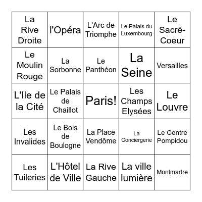 Paris Loto Bingo Card