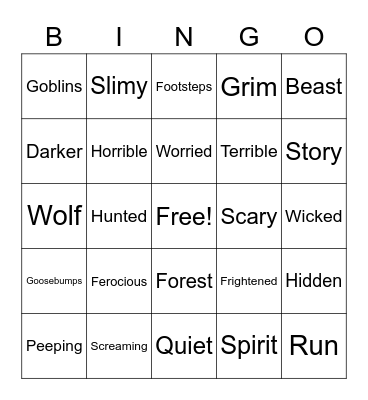Halloween Story Bingo Card