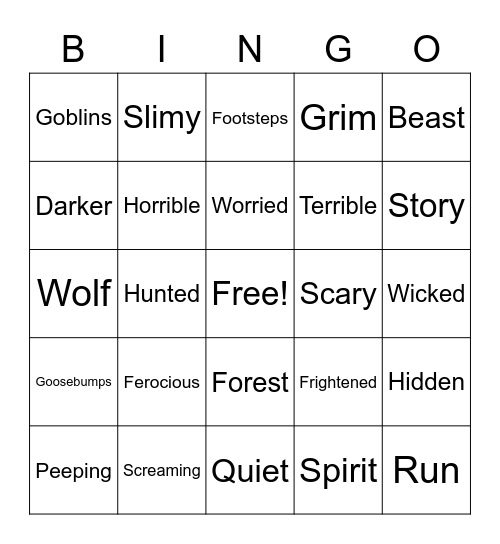Halloween Story Bingo Card