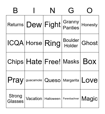 ICQA/Returns Bingo Card