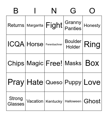 ICQA/Returns Bingo Card