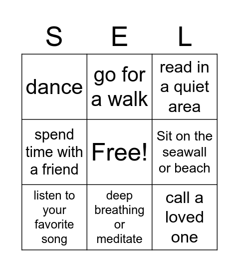 Treat Yo Self bingo Card