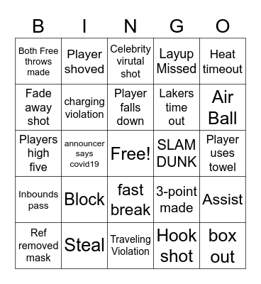 NBA FINALS Bingo Card