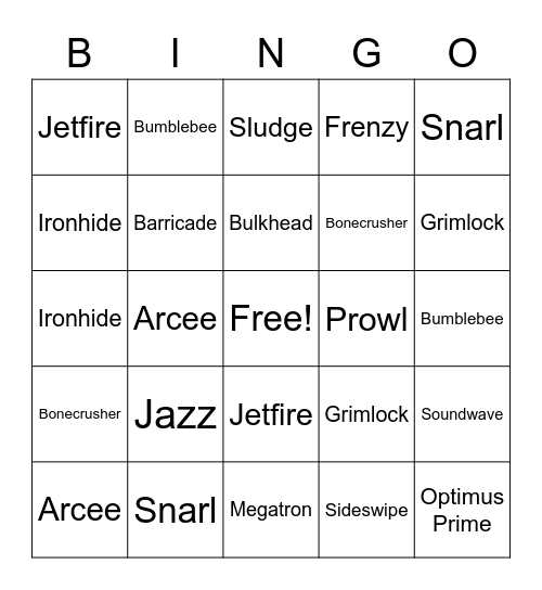 Bingormers! Bingo Card