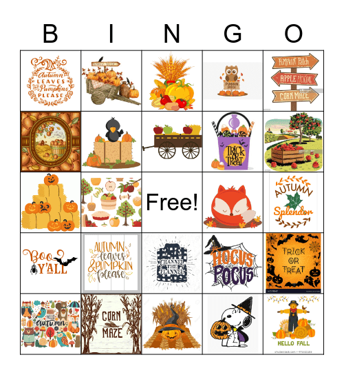 Fall Bingo Card