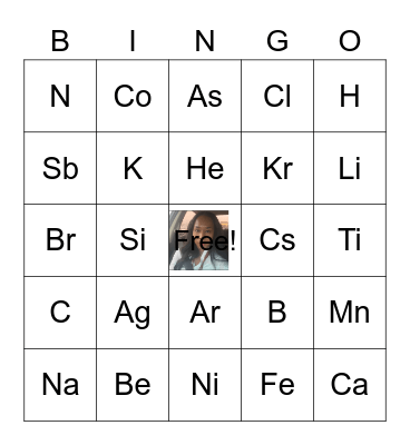 Periodic Table Bingo Card
