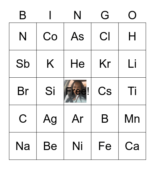 Periodic Table Bingo Card