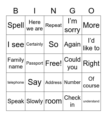 Could you say that again Bingo Card