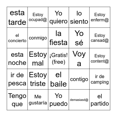 Este fin de semana Bingo Card