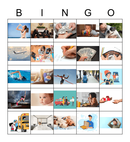 Past Tense Verbs Fun Bingo Card