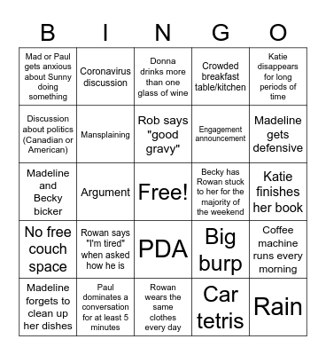 Thanksgiving Bingo Card