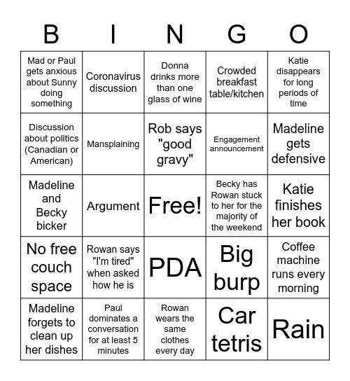 Thanksgiving Bingo Card