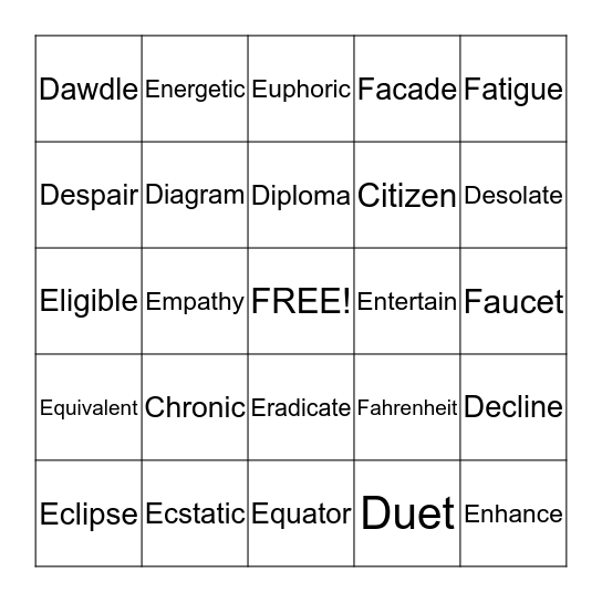 Mustang Blizzard Bash Bingo Card