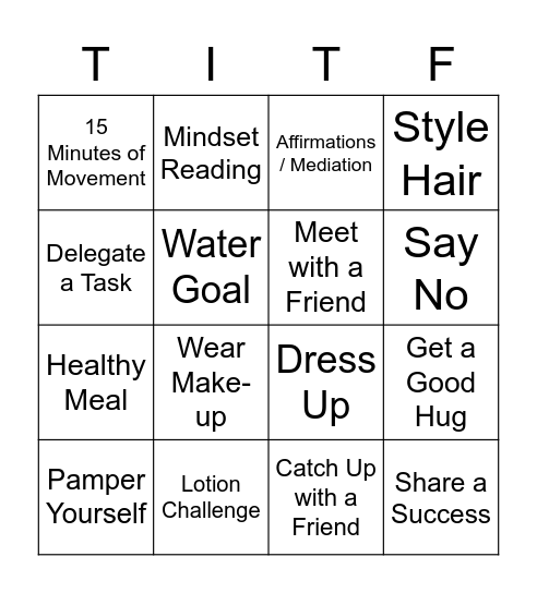 Self-Care Starts Here Bingo Card
