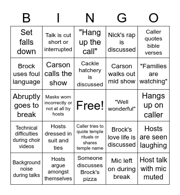 MT General Conference Bingo Card