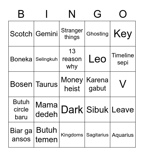 Stan BLANKPINK Bingo Card