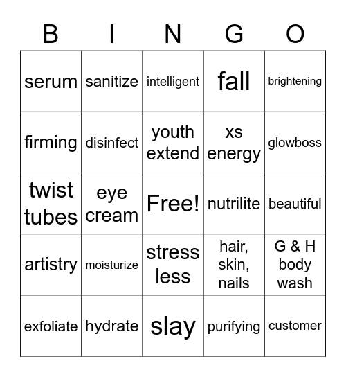 Artistry Bingo Card