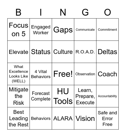 U1R13 Buzzword Bingo Card