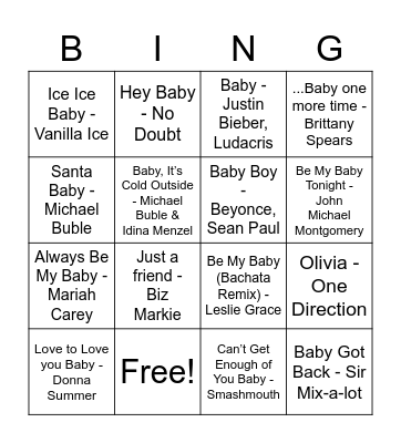 BABY BINGO Card