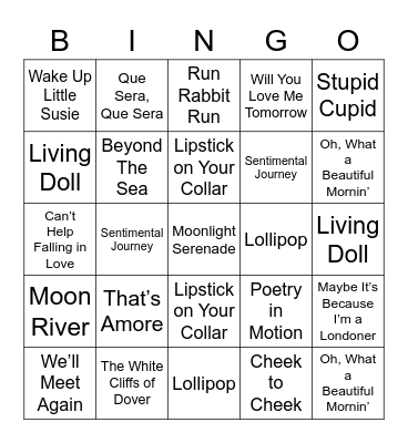 MUSICAL BINGO Card