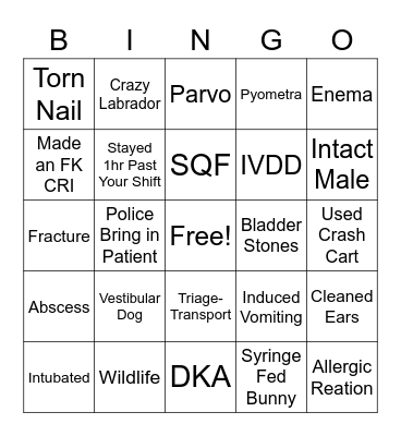 Happy Vet Tech Week!!! Bingo Card