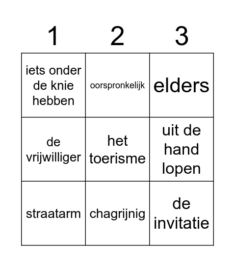 woordenschat Bingo Card