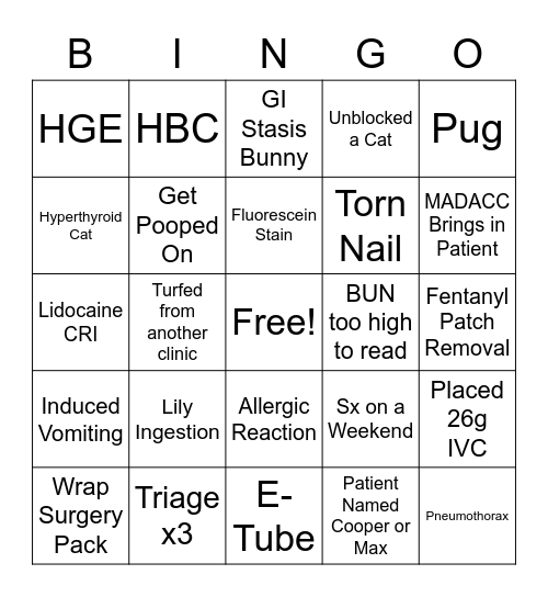 Happy Vet Tech Week!!! Bingo Card