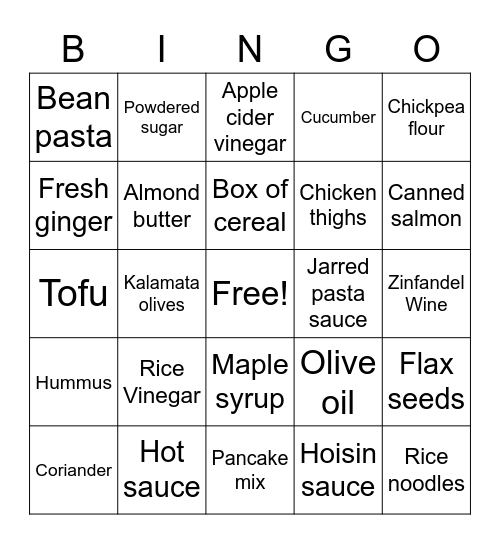 Pantry Bingo 3 Bingo Card